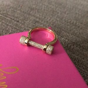 NIB two tone pave bar ring size 8